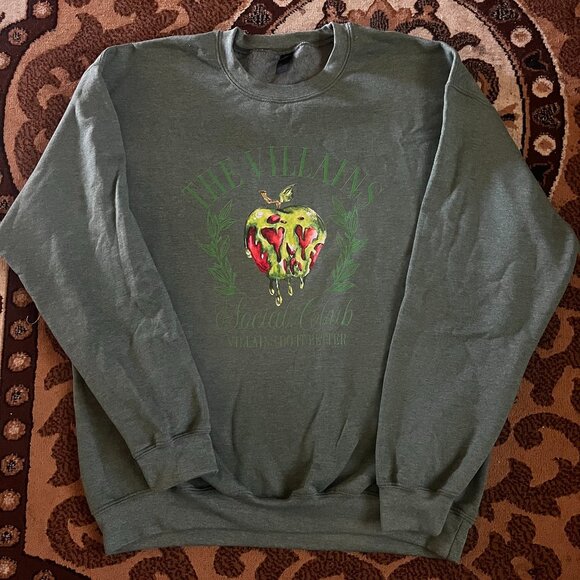 Green Disney Inspired "The Villains Social Club" with Poison Apple Sweatshirt - Picture 1 of 3